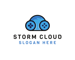 Digital Cloud Arcade Game logo design