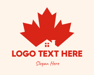 Real Estate - Red Maple Leaf House logo design