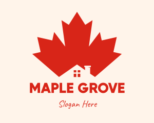 Maple - Red Maple Leaf House logo design