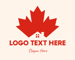Red Tree - Red Maple Leaf House logo design
