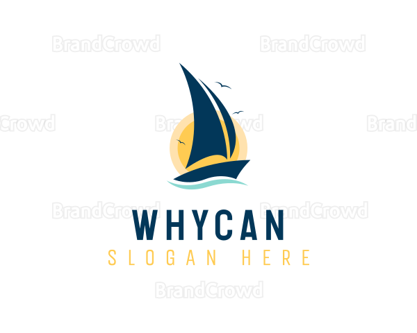 Summer Boat Sailing Logo