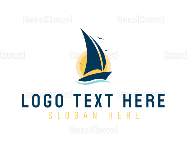 Summer Boat Sailing Logo