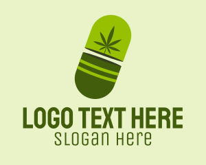Pill - Green Weed Pill logo design