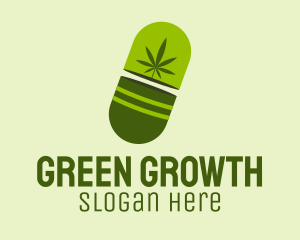 Green Weed Pill logo design