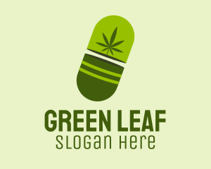 Green Weed Pill logo design