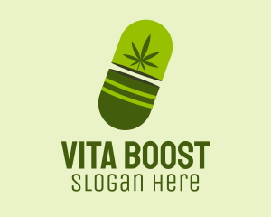 Vitamins - Green Weed Pill logo design