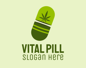 Pill - Green Weed Pill logo design