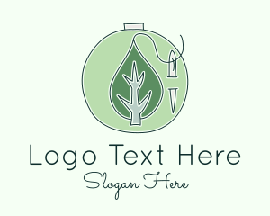 Needlecraft - Green Leaf Embroidery logo design