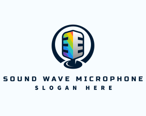 Microphone - Rainbow Podcast Microphone logo design