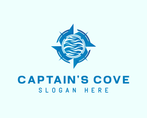 Captain - Compass Wave Navigation logo design