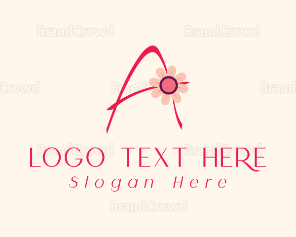 Pink Flower Letter A Logo