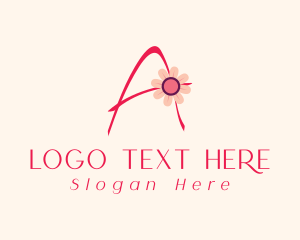 Flower - Pink Flower Letter A logo design