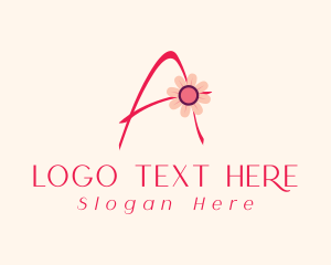Pink Flower Letter A Logo