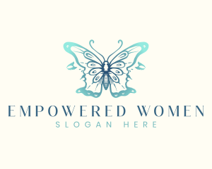 Women Face Butterfly logo design