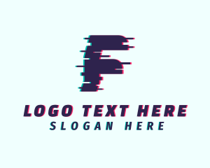 Glitch - Tech Anaglyph Letter F logo design