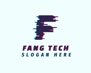 Tech Anaglyph Letter F logo design