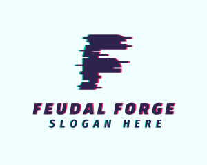 Tech Anaglyph Letter F logo design