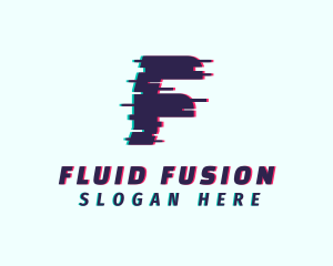 Tech Anaglyph Letter F logo design