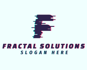 Tech Anaglyph Letter F logo design