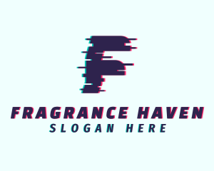 Tech Anaglyph Letter F logo design