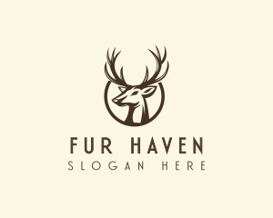 Fur - Reindeer Antler Animal logo design