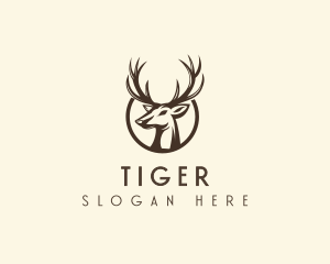 Petting Zoo - Reindeer Antler Animal logo design