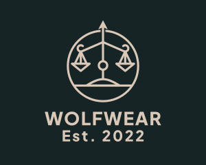 Court - Arrow Justice Scale logo design