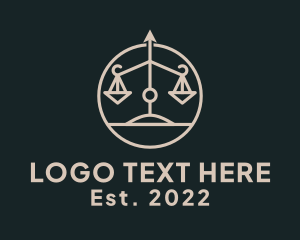 Law - Arrow Justice Scale logo design