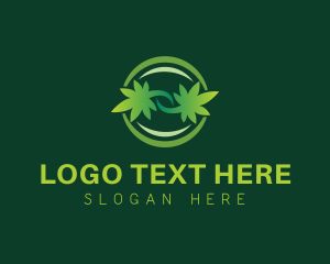 Green - Cannabis Leaf Circle logo design