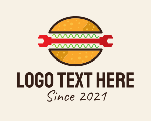 Food Stand - Colorful Burger Wrench logo design