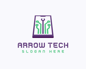 Smartphone Tech Circuit logo design