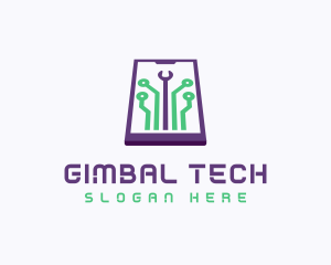 Smartphone Tech Circuit logo design