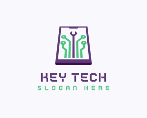 Smartphone Tech Circuit logo design