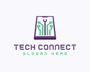 Smartphone - Smartphone Tech Circuit logo design