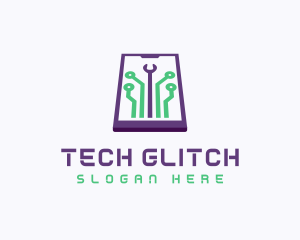 Smartphone Tech Circuit logo design