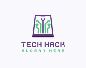 Smartphone Tech Circuit logo design