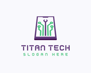 Smartphone Tech Circuit logo design