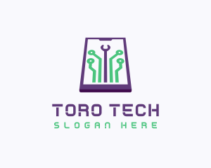 Smartphone Tech Circuit logo design