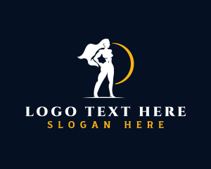 Muscular - Fit Woman Fitness logo design