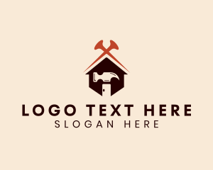 Construction Nail - House Hammer Carpentry logo design