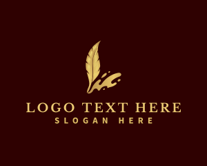 Writer - Feather Quill Ink Pen logo design