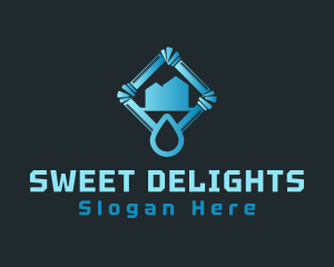 House Cleaning - Blue Water Pipe Drop logo design