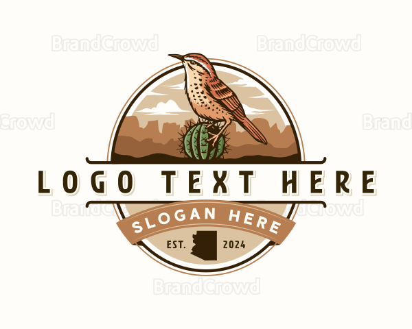 Arizona Cactus Wren Bird Logo