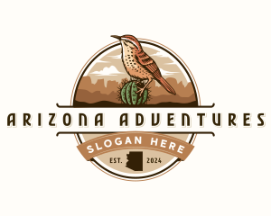 Arizona - Arizona Cactus Wren Bird logo design