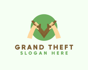 Glamping - Modern Branch Hand Business logo design