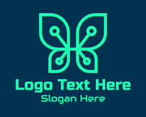 Clan - Green Tech Butterfly logo design