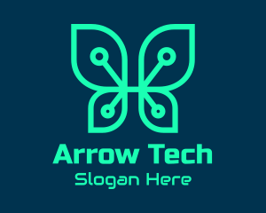 Green Tech Butterfly  logo design