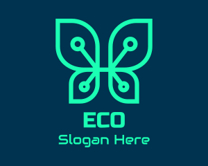 Gadget Store - Green Tech Butterfly logo design