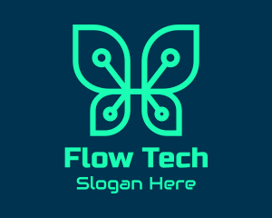 Green Tech Butterfly  logo design