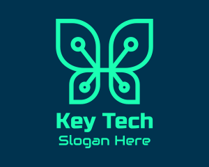 Green Tech Butterfly  logo design